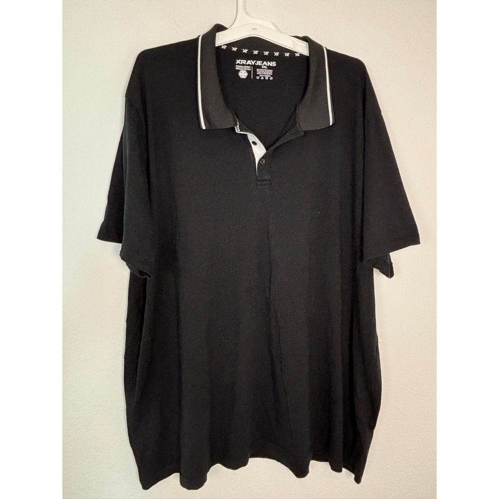 XRAY JEANS Mens 5XL Black Polo Shirt Tipped Collar Cotton Stretch Big Tall